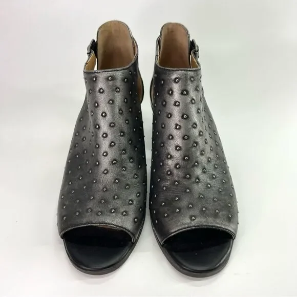 Lucky Brand Barimo Open Toe Studded Leather Booties 7.5 Metallic Grey - Picture 5 of 16